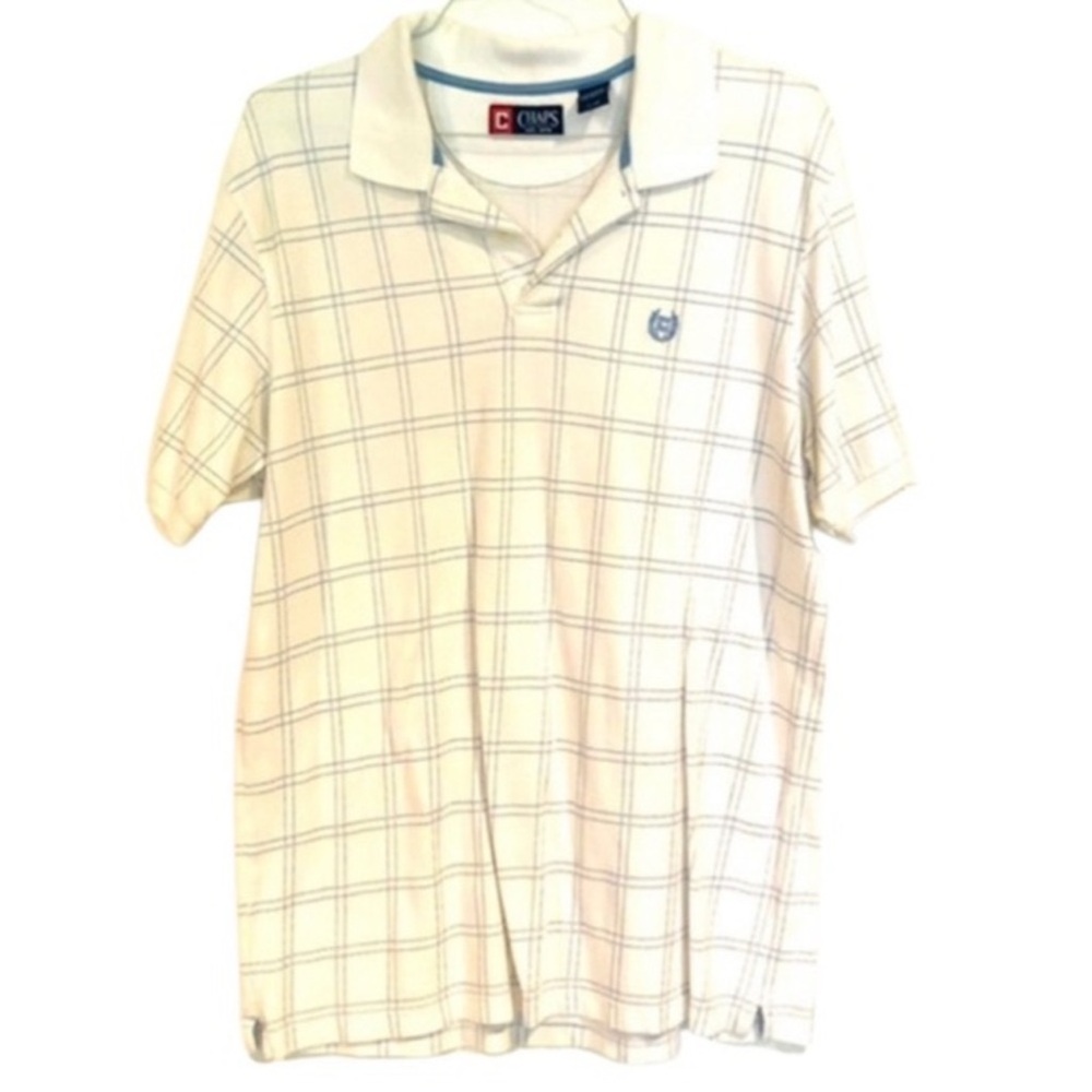 Chaps Men's White Plaid Polo Shirt